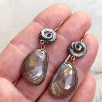 Champagne Sapphire Earrings with Octopus Tentacles